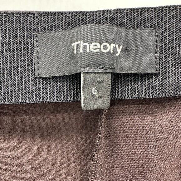 Theory NP Chintz Skinny Legging Stretch Ankle‎ Zip Size 6 Brown Preppy Date Glam - Picture 11 of 12